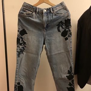 Topshop floral straight jeans